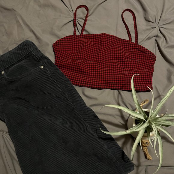 Garage 90's Styled Checkered Cropped Tank Top - Picture 1 of 3